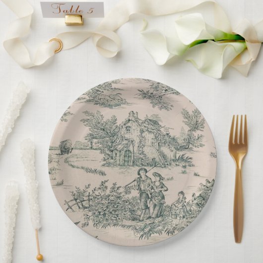 グリーントフランスのイルキャンバス紙プレート ペーパープレート (ウェディング)