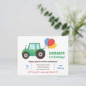 グリーントラクターとバルーン誕生日パーティー 招待状 (スタンド正面)