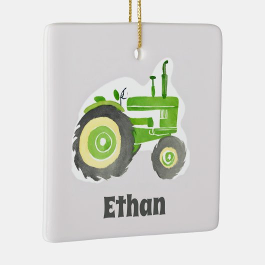 グリーントラクターウォーターパーソナライズされたカラーファームデコール セラミックオーナメント (右)
