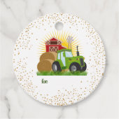 グリーントラクター🚜カスタマイズ可能なファームトラック誕生日 フェイバータグ (正面)