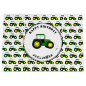 グリーントラクターズカスタム誕生日ラージ抱き枕 ラージペーパーバッグ (正面)
