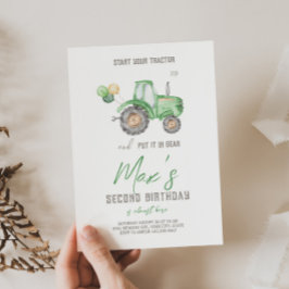 グリーントラクターテーマ誕生日招待状 招待状