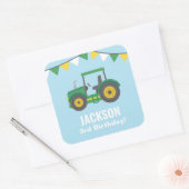 グリーントラクターバンティンフラッグスボーイズバースデーパーティー スクエアシール (封筒)