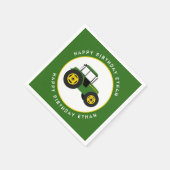 グリーントラクターバースデーカスタム スタンダードカクテルナプキン (角)