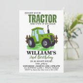 グリーントラクターバースデーパーティーの招待 招待状 (スタンド正面)