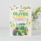 グリーントラクターバースデーパーティー 招待状 (スタンド正面)