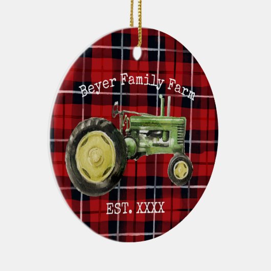 グリーントラクターファミリーファームオーナメント セラミックオーナメント (右)