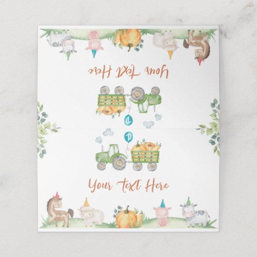 グリーントラクターファームアニマルズ誕生日座席表 プレイスカード (外部開封)