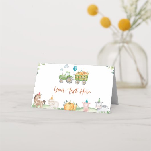 グリーントラクターファームアニマルズ誕生日座席表 プレイスカード (裏面)