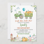 グリーントラクターファームアニマルズ誕生日招待状 招待状 (正面)