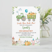 グリーントラクターファームアニマルズ誕生日招待状 招待状 (スタンド正面)