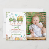 グリーントラクターファームアニマルズ誕生日招待状 招待状 (正面)