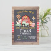 グリーントラクターファームシャルボード誕生日招待状 招待状 (スタンド正面)