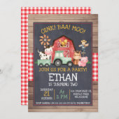 グリーントラクターファームシャルボード誕生日招待状 招待状 (正面/裏面)