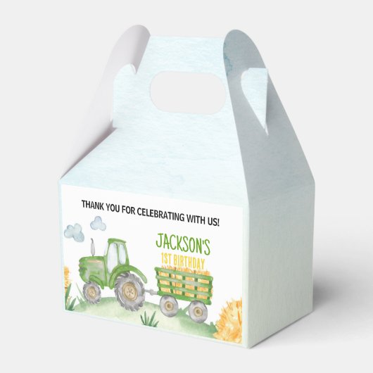 グリーントラクターファームバースデーパーティーお気に入り フェイバーボックス (裏面サイド)