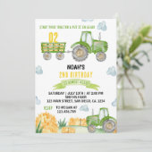 グリーントラクターファームバースデーパーティーの招待 招待状 (スタンド正面)