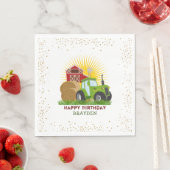 グリーントラクター🚜ファームバースデーパーティードコール スタンダードランチョンナプキン (インサイチュ)