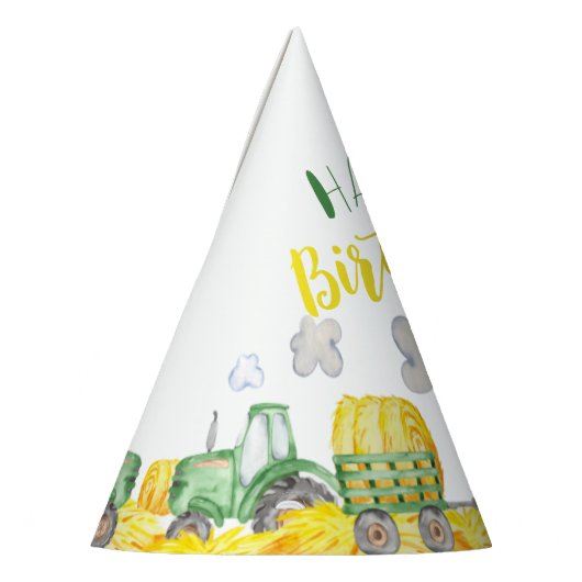 グリーントラクターファームバースデーパーティーハット パーティーハット (左)