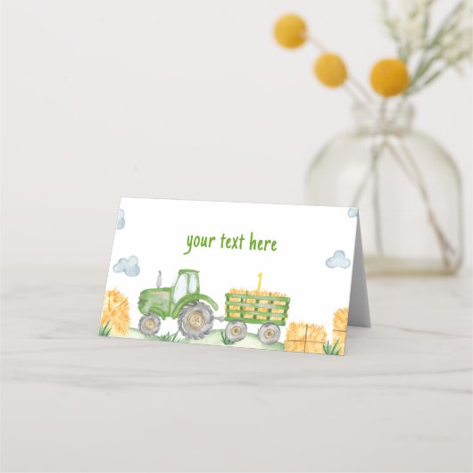グリーントラクターファームバースデーパーティー座席表 プレイスカード (正面)