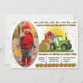 グリーントラクター🚜ファームバーン誕生日写真 招待状 (正面)