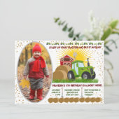 グリーントラクター🚜ファームバーン誕生日写真 招待状 (スタンド正面)
