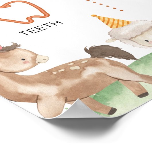 グリーントラクターファーム動物誕生日マイルストーンサイン ポスター (角)