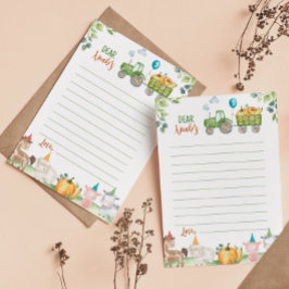 グリーントラクターファーム時間カプセルノートメッセージカード サンキューカード