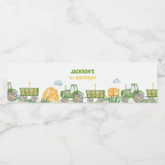 グリーントラクターファーム誕生日ウォーターボトルラベル ペットボトルラベル (シングルラベル)