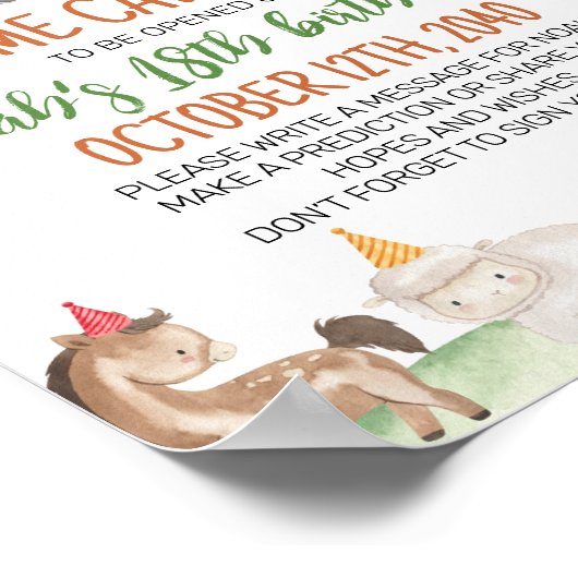 グリーントラクターファーム誕生日タイムカプセルサイン ポスター (角)