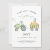 グリーントラクターファーム誕生日ニーエイジパーティー 招待状 (正面)