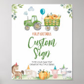 グリーントラクターファーム誕生日パーティーテーブルサイン ポスター (正面)