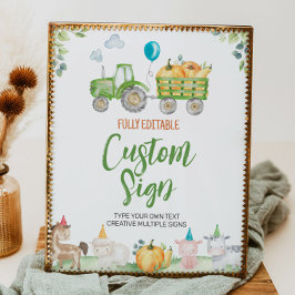 グリーントラクターファーム誕生日パーティーテーブルサイン ポスター