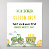 グリーントラクターファーム誕生日パーティーテーブルサイン ポスター (正面)