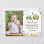 グリーントラクターファーム誕生日フォトサンキューカード サンキューカード (正面)