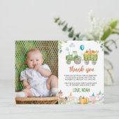 グリーントラクターファーム誕生日フォトサンキューカード サンキューカード (スタンド正面)
