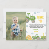 グリーントラクターファーム誕生日フォトサンキューカード サンキューカード (正面)