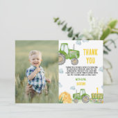 グリーントラクターファーム誕生日フォトサンキューカード サンキューカード (スタンド正面)