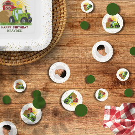 グリーントラクター🚜ファーム誕生日フォトデコール コンフェッティ