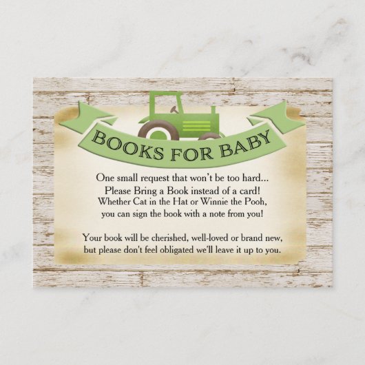 グリーントラクターブックベビーカード エンクロージャーカード (正面)
