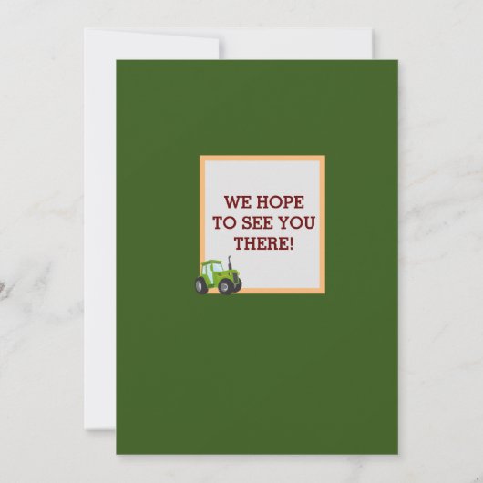 グリーントラクターボーイズをテーマにした誕生日パーティー サンキューカード (裏面)