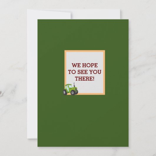 グリーントラクターボーイズをテーマにした誕生日パーティー 招待状 (裏面)