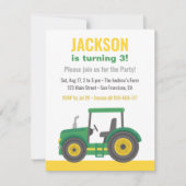 グリーントラクターボーイズバースデーパーティー 招待状 (正面)