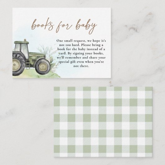 グリーントラクターランチファームブックスベビー水彩用 エンクロージャーカード (正面/裏面)