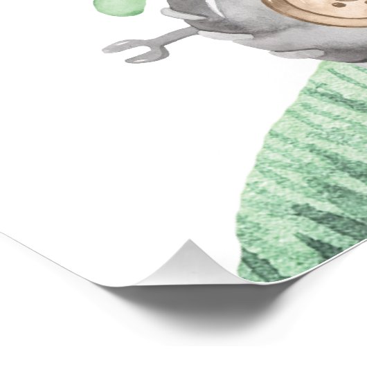 グリーントラクター誕生日ウェルカムサイン フォトプリント            (角)