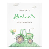 グリーントラクター誕生日ウェルカムサイン フォトプリント            (正面)