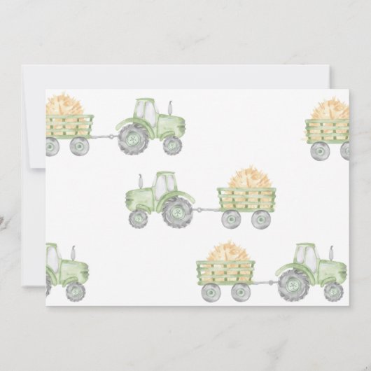 グリーントラクター誕生日フォト招待状 招待状 (裏面)