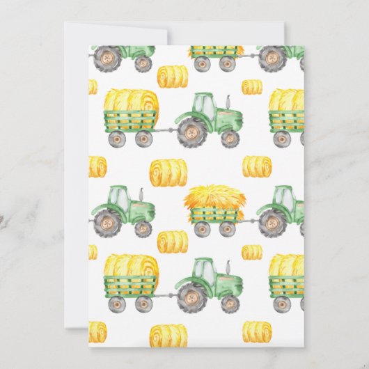 グリーントラクター誕生日招待状 招待状 (裏面)