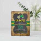 グリーントラクター赤ちゃんシャワー招待状葉書 案内ポストカード (スタンド正面)