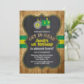 グリーントラクター1stバースデーボーイパーティーファーム 招待状 (スタンド正面)