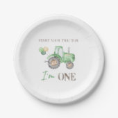 グリーントラクター1st誕生日紙プレート ペーパープレート (正面)